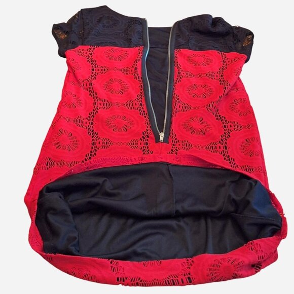 Christmas Dress!!London Times red and black daisy lace midi dress, size 14 - Picture 4 of 7